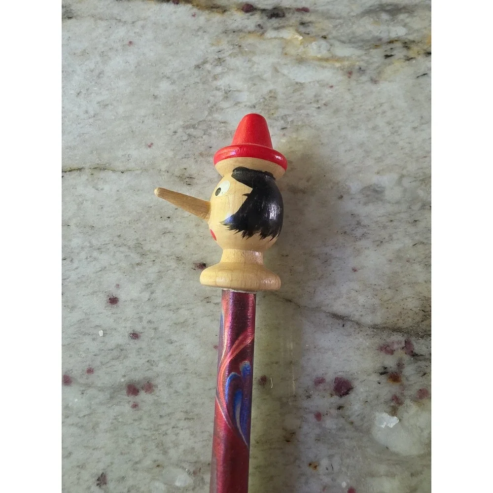 Vintage Pinocchio wooded head topper pencil
